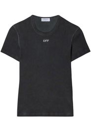 Off-White T-Shirt mit Logo-Stickerei - Grau