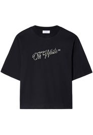 Off-White T-Shirt mit Logo-Verzierung - Schwarz