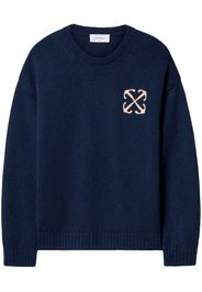 Off-White Intarsien-Pullover mit Logo - Blau