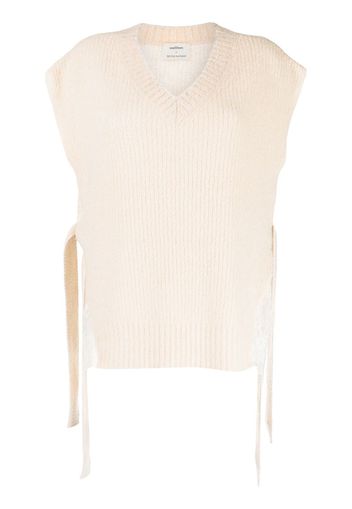 Onefifteen V-neck sheer-detail knit top - Nude
