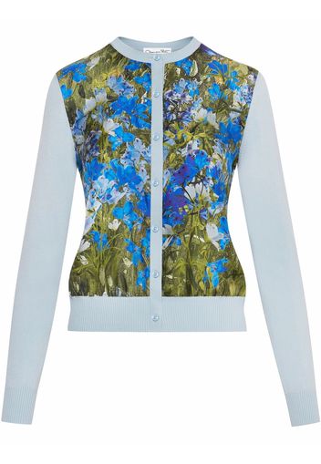 Oscar de la Renta watercolour-print cardigan - Blau