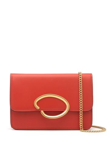 Oscar de la Renta logo-plaque leather crossbody bag - Orange