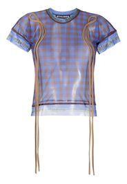 OTTOLINGER sheer gingham-print T-shirt - Blau