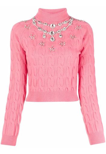 Paco Rabanne embellished cable-knit cropped jumper - Rosa