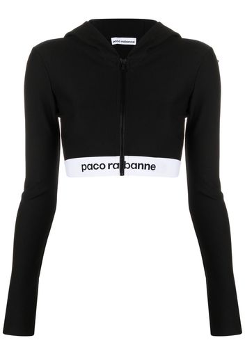 Paco Rabanne Cropped-Hoodie - Schwarz