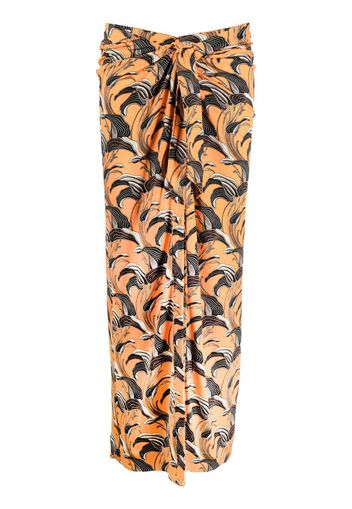 Paco Rabanne printed ruched skirt - Orange