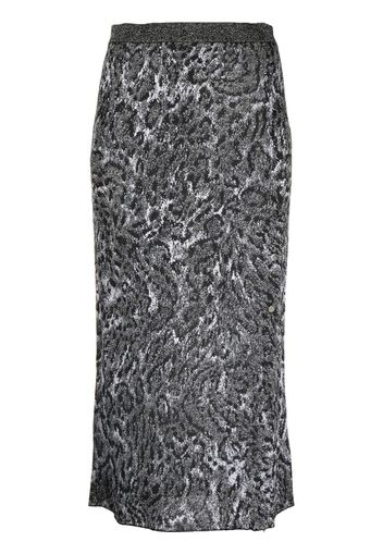 Paco Rabanne leopard-pattern knit midi skirt - Schwarz