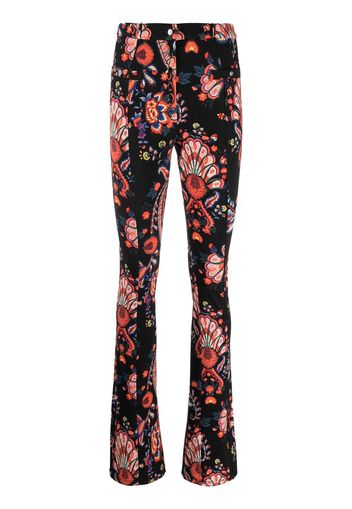 Paco Rabanne floral print high-waisted trousers - Schwarz