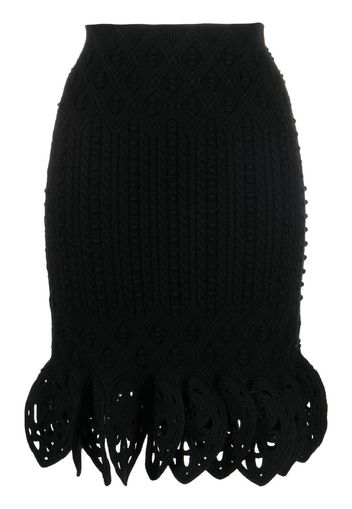 Paco Rabanne scallop hem waffle-knit skirt - Schwarz