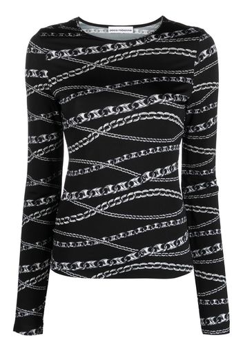 Paco Rabanne graphic-print long-sleeve top - Schwarz