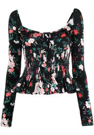 Paco Rabanne floral-print corset-style blouse - Schwarz