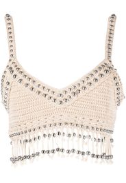 Paco Rabanne bead-embellished cropped top - Nude
