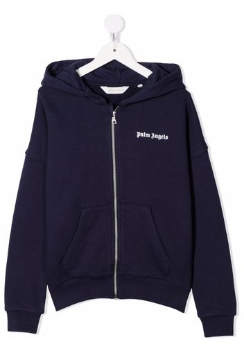 Palm Angels Kids Hoodie mit Logo-Print - Blau