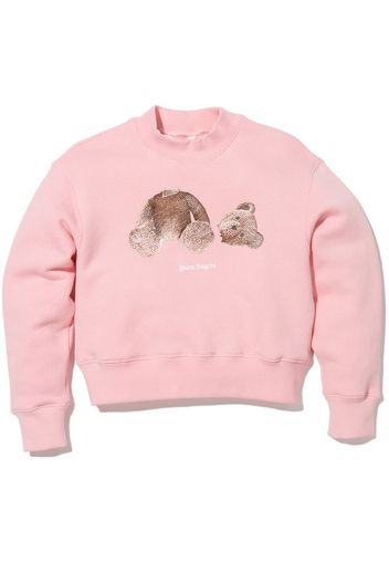 Palm Angels Kids PALM ANGELS BEAR CREWNECK PINK BROWN - Rosa