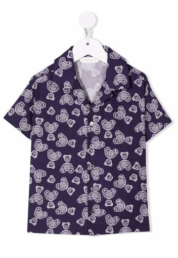 Palm Angels Kids CAMICIA PIGIAMINO NAVY BLUE WHITE - Blau