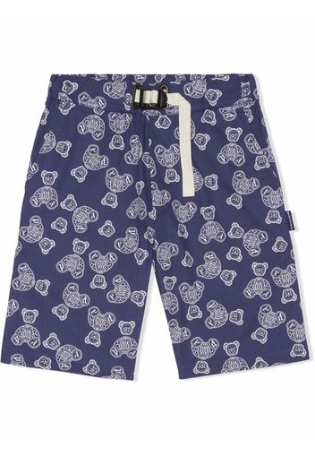 Palm Angels Kids SHORT CHINO ALL OVER PRINTED NAVY BLUE - Blau