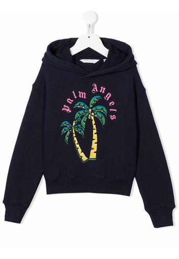 Palm Angels Kids PALMS HOODIE NAVY BLUE GREEN - Blau