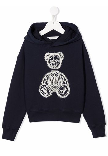 Palm Angels Kids TEDDY PAISLEY HOODIE NAVY BLUE WHITE - Blau