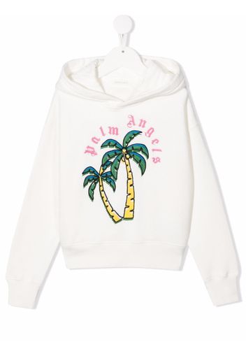 Palm Angels Kids PALMS HOODIE WHITE GREEN - Weiß