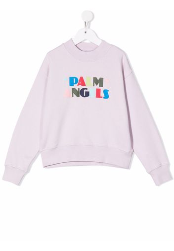 Palm Angels Kids CREW NECK SEASONAL LOGO LILAC MULTICOLO - Rosa