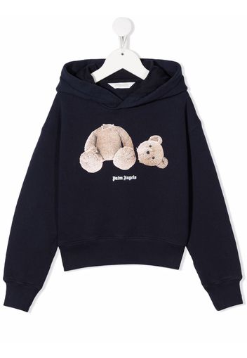 Palm Angels Kids Teddy Bear logo cotton hoodie - Blau