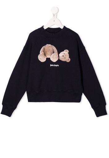 Palm Angels Kids bear-print cotton sweatshirt - Blau