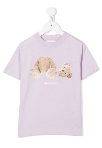 Palm Angels Kids Teddy Bear-print cotton T-shirt - Violett