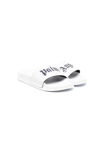 Palm Angels Kids logo print slides - Weiß