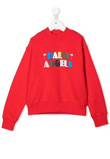 Palm Angels Kids logo-print crew neck jumper - Rot