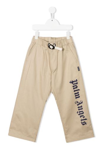 Palm Angels Kids logo-print straight-leg trousers - Nude