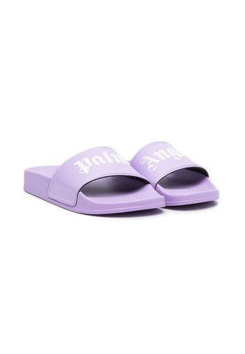 Palm Angels Kids logo-print open-toe sliders - Violett