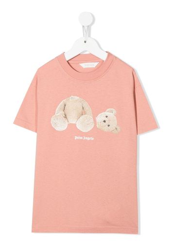 Palm Angels Kids teddy-bear cotton T-shirt - Rosa