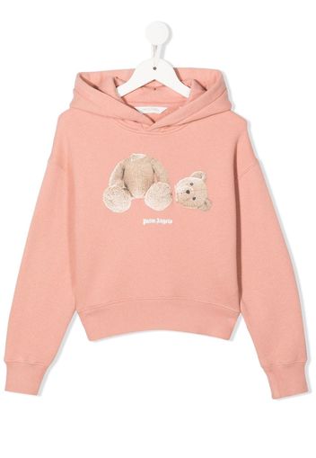 Palm Angels Kids teddy bear-print cotton hoodie - Rosa