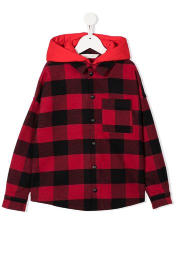 Palm Angels Kids check-pattern hooded jacket - Rot