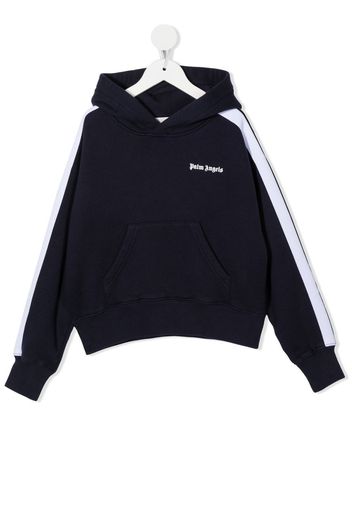 Palm Angels Kids logo print stripe-detail hoodie - Blau