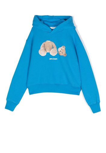 Palm Angels Kids Hoodie mit Logo-Print - Blau