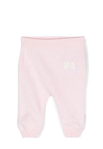 Palm Angels Kids logo-embroidered knitted trousers - Rosa
