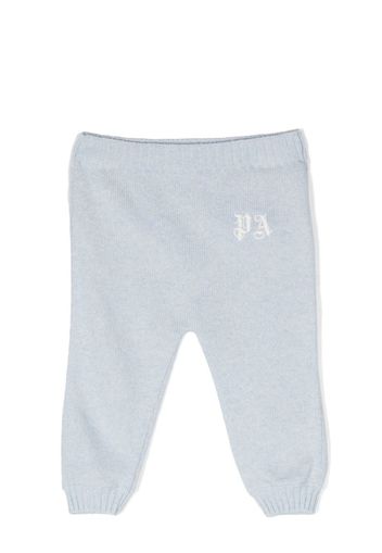 Palm Angels Kids knitted logo-embroidered trousers - Blau