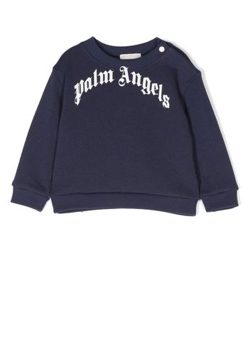 Palm Angels Kids logo-print cotton sweatshirt - Blau