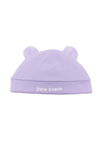 Palm Angels Kids bear ear cotton beanie hat - Violett