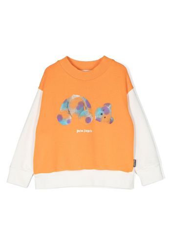 Palm Angels Kids teddy bear-print crew neck jumper - Orange