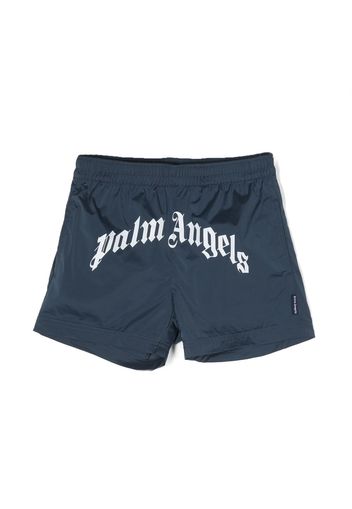 Palm Angels Kids logo-print swim shorts - Blau