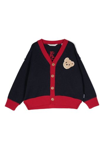 Palm Angels Kids logo-patch knitted cardigan - Blau