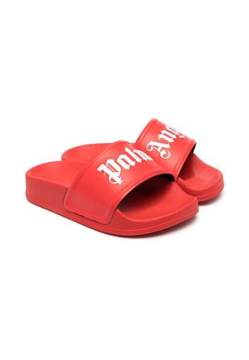 Palm Angels Kids logo-print sliders - Rot