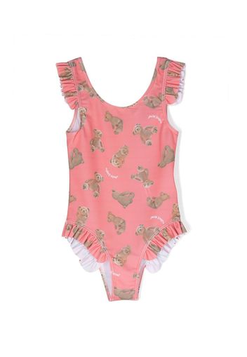 Palm Angels Kids teddy bear-print swimsuit - Rosa