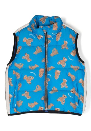 Palm Angels Kids teddy-print padded gilet - Blau