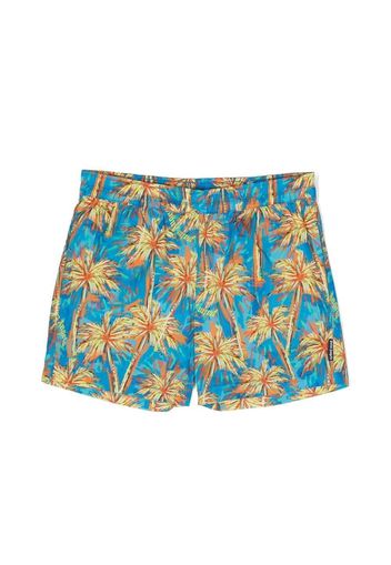 Palm Angels Kids AOP PA PALMS BEACHWEAR SHORT - Blau