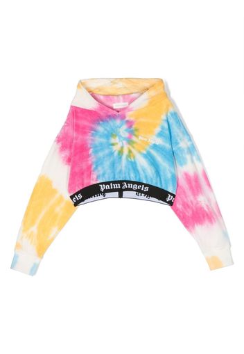 Palm Angels Kids cropped tie-dye hoodie - Rosa