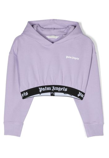 Palm Angels Kids logo-print cropped hoodie - Violett