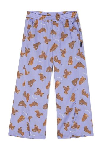 Palm Angels Kids Teddy Bear motif pyjama trousers - Violett